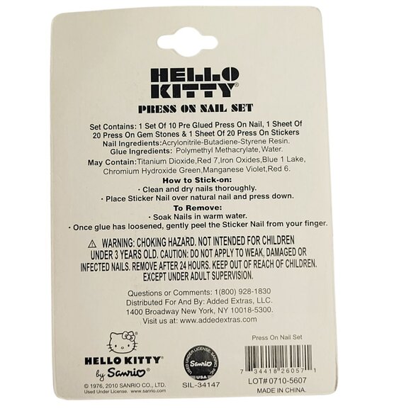 Hello Kitty Press On Nail Set Bows Stars Lightning Bolts Gem Accents - Picture 3 of 4